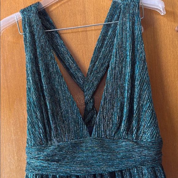 LULUS Ailey Teal Shimmer Dress - Picture 6 of 10